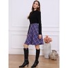 INSPIRE CHIC Women's Christmas Plaids Vintage Tartan Elastic Waist Knee Length A-Line Skirt - 2 of 4
