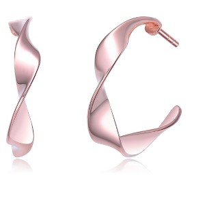 Guili Elegant Twisted Hoop Earrings – Sterling Silver with Gold & Rose Gold Plating, Perfect for Everyday Glamour & Sophisticated Style - 1 of 3