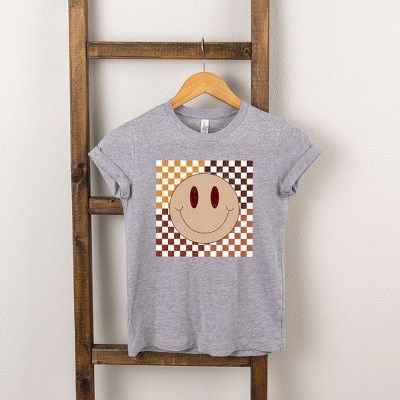 The Juniper Shop Fall Checkered Smiley Kids Short Sleeve Tee