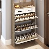 ORRD Oak Shoe Cabinet with 3 Doors, 2 Drawers & Hanger, Large Capacity Entryway Storage with Adjustable Shelves, Narrow Hallway Organizer - 4 of 4