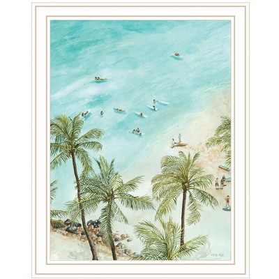 HomeRoots SURFING FROM AFAR White Framed Print Wall Art