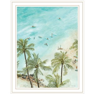 HomeRoots SURFING FROM AFAR White Framed Print Wall Art - 1 of 4
