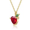 Guili 14K Gold Plated Necklace with Colored Cubic Zirconia Heart and Leaf Charms for a Sparkling, Playful Look - 2 of 2