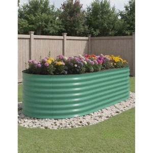 2 Pack Galvanized Raised Garden Beds, Open-Base Rust-Proof Planters, Easy Assembly Steel Boxes, Green/White - 1 of 4