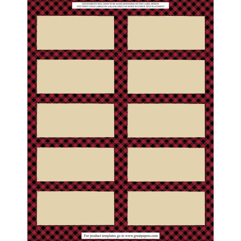 50 Labels(5 Sheets) Buffalo Plaid Gift And Ship: Great Papers! Multicolor To From Shipping & Mailing Stickers