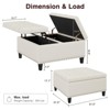 Faux Leather Lift-Top Coffee Table Ottoman, Large Upholstered Footrest Stool Toy Box Storage - 3 of 4