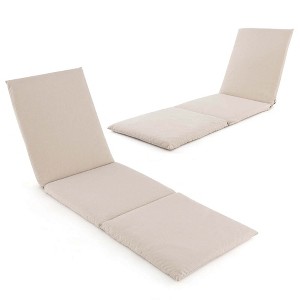 Costway 1/2 PCS Outdoor Chaise Lounge Cushion with Hook & Loop Fastener Fixing Straps Patio - 1 of 4