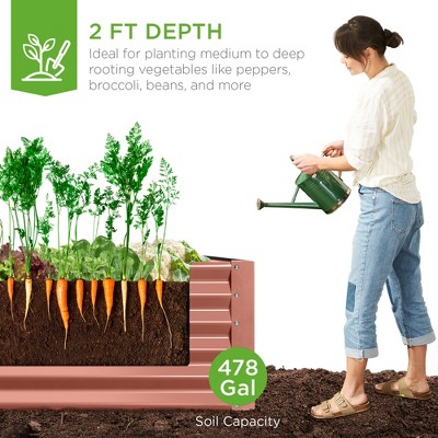 Terracotta 8x4x2ft Outdoor Metal Raised Garden Bed Planter Box