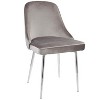 Set of 2 Dining Chair Silver Chrome - LumiSource: Velvet Upholstery, Metal Legs, Floor Protectors - 2 of 4