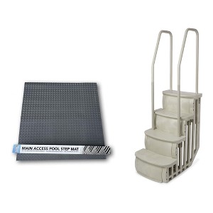 Main Access Large 36 x 36 Inch Pool Step Ladder Guard Mat with 26 Inch iStep Above Ground Pool Adjustable Step Ladder Entry System - 1 of 4