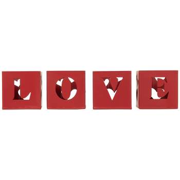 Northlight Love Blocks Valentine's Day Metal Votive Candle Holders - 2.75" - Set of 4