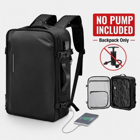 VEVOR Vacuum Travel Backpack, 65L, Expandable Vacuum Seal Compression Travel Backpack, with TSA-Approved Lock, Black （NO PUMP）