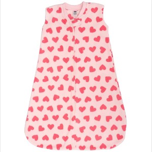 Hudson Baby Infant Girls Plush Sleeping Bag, Sack, Blanket, Bright Pink Hearts - 1 of 2