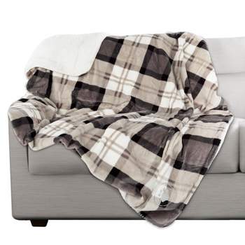 Pet Blanket - Reversible Waterproof Plaid Throw Protects Couch, Car, and Bed from Spills, Stains, or Fur - Dog and Cat Blankets by Petmaker (Gray)