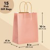 Blue Panda 15-Pack of Pink Glossy Medium Paper Gift Bags with Handles 8x4x10 Inches for Wedding Receptions, Baby Showers, Birthday - 4 of 4