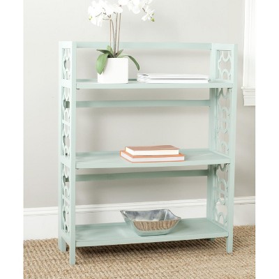 Natalie Aqua Smoke 3-Tier Wood Étagère with Latticework