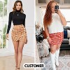 EXLURA 2025 Women's Bodycon Ruched Tulip Mini Skirt Elastic High Waist Asymmetrical Short Skirt - 4 of 4