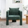 Modern Chenille Accent Chair with Ergonomic Armrests & Removable Soft Pillow, 3-Leg Single Sofa Chair for Living Room, Gray/Dark Green - ModernLuxe - 2 of 4