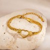 Gold-Tone Heart Curb Chain Bracelet, Romantic Jewelry for Women, Daily & Gifting Occasions - 3 of 4
