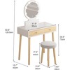 Vanity Desk, Makeup Table with Stool and Drawers, Makeup Vanity Desk with Light, for Living Room, Bedroom, Powder Room, White - 3 of 4