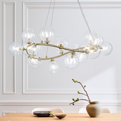 Rennnsan Avenlor 33"W 18-Light Bubble Glass Modern Dimmable Chandelier in Gold