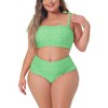 Agnes Orinda Women's Plus Size Two-Piece Tie High Waisted Adjustable Straps Bikini Set - 2 of 4