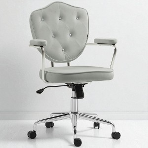 Mshliw Button Tufted Velvet Home Office Chair with Rhinestone Back, Adjustable Height, Tilt Function, Swivel Wheels for Vanity or Desk - 1 of 4