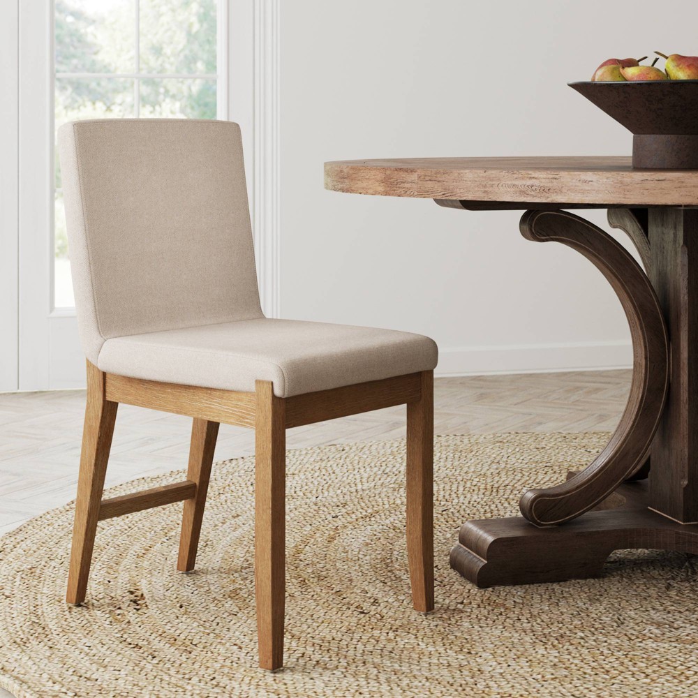 Photos - Dining Table Nathan James Gracie Wood Upholstered Exposed Back Dining Chair Light Brown