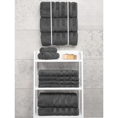 Dark Gray 100% Cotton Turkish 4 Piece Bath Towel Set