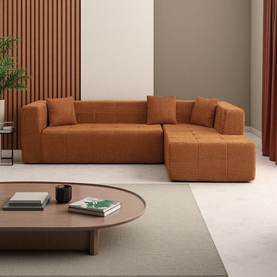 106" Polyester Modular L-Shaped Sectional Floor Sofa with Chaise