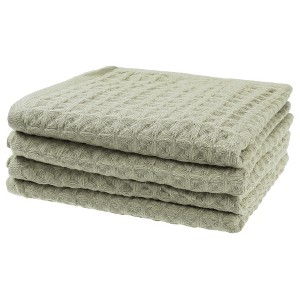 Unique Bargains Cotton Waffle Soft Absorbent Hand Towels for Bathroom 14" x 32" 4 Packs - 1 of 4