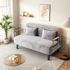 TiramisuBest Convertible Folding Sofa Chair Bed with Adjustable Backrest, Linen Upholstery, Metal Frame, Pillow, for Small Spaces & Dorms – Blue - 2 of 4