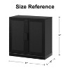 Black Wood Grain Cabinet with Wicker Door �C 36x31x16 Inches - 4 of 4