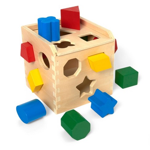 Melissa & Doug Shape Sorting Cube - Classic Wooden Toy With 12 Shapes ...