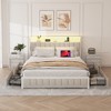 LOVMOR Full Queen King Size Platform Bed Frame with LED Lights, Charging Station, No Box Spring Needed, Easy Assemble - 2 of 4