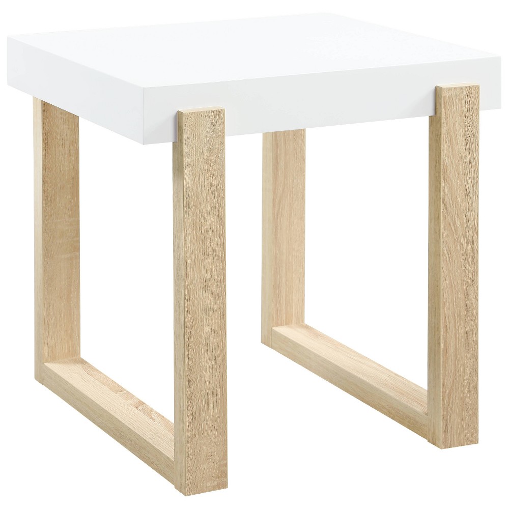 Photos - Dining Table Pala Square End Table White High Gloss/Natural - Coaster