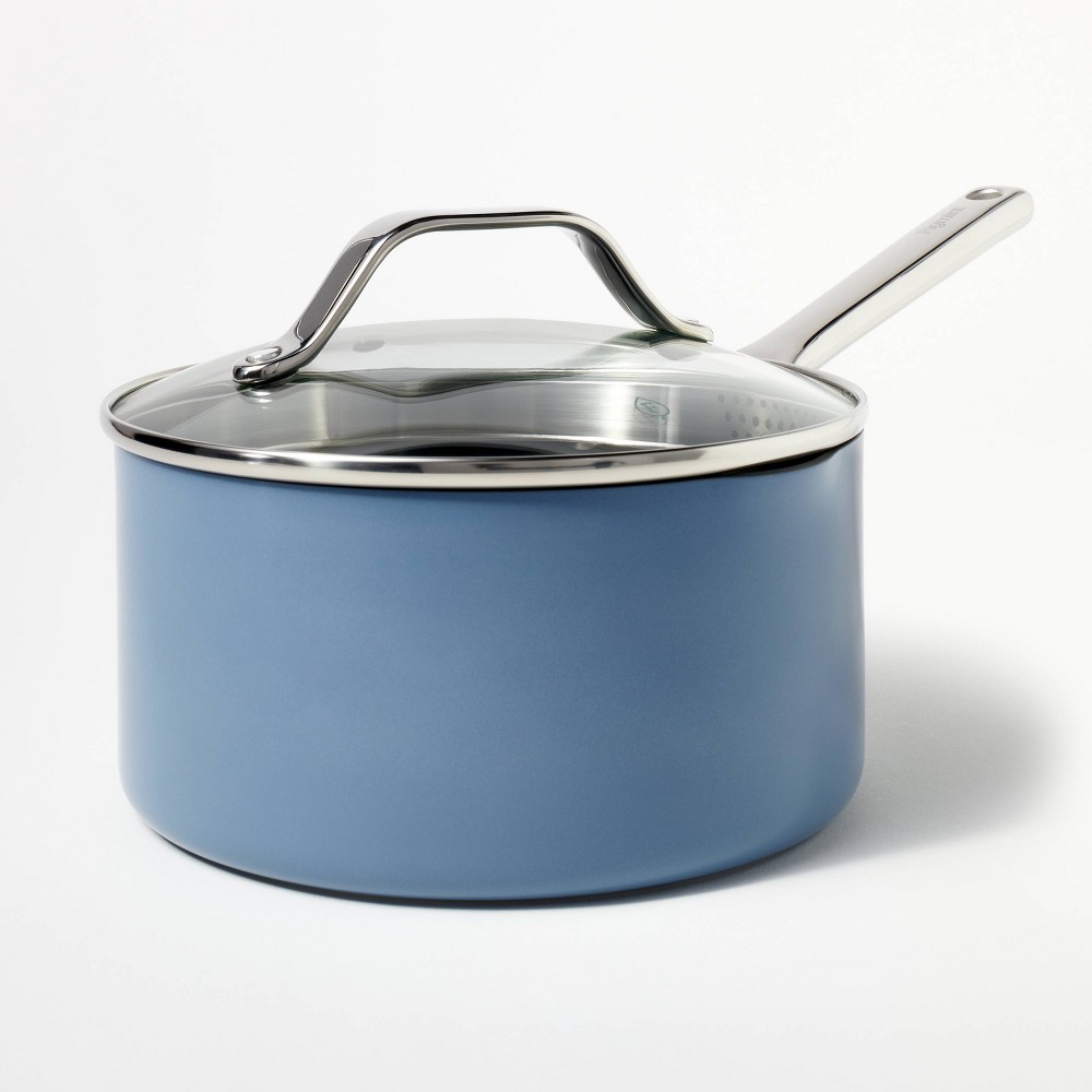 Photos - Pan 3qt Ceramic Nonstick Saucepan Blue - Figmint™