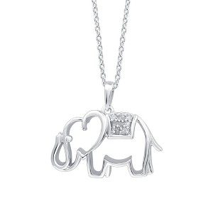 GILDED Sterling Silver Necklace with Natural Round-Cut Diamond Animal Shaped Pendant, 18-inch Silver Chain, 1/4 Carats Total Weight Diamonds - 1 of 4