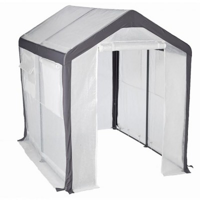 Spring Gardener Gable Enclosed UV Resistant Walk In Outdoor Garden Greenhouse with Screened Roll Up Windows and Fabric Cover