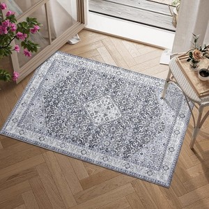 Modern Abstract Area Rugs: Machine Washable Low Pile Carpet, Neutral Non-Shedding Rug for Bedroom, Living Room, Kitchen, Dorm & Entryway - 1 of 4