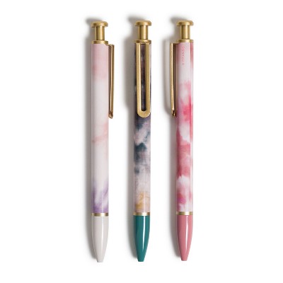 Monterey Ballpoint Pens - White & Black with Rose Gold Accents, Set of