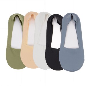 Anna-Kaci 5 Pairs Women Ice Silk Low Cut Liner Socks Deep Cut Design Anti-Slip Cotton Sole Breathable Invisible Socks for Flats - 1 of 4