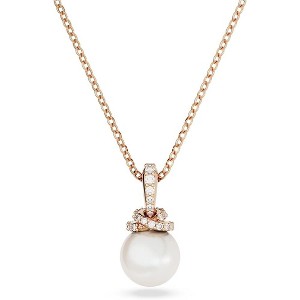 HTUTWOO Pearl Drop Bridal Necklace Earrings Set with CZ Crystals for Bride, Bridesmaid, Birthday Gift - 1 of 4