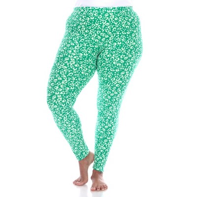 Women's Plus Size Super Soft Leopard Printed Leggings Green One Size Fits  Most Plus Size - White Mark : Target