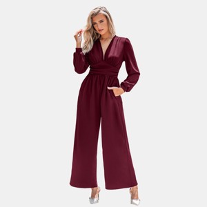 Women's Elegant Long Sleeve Wide-Leg Jumpsuit - Cupshe - 1 of 4