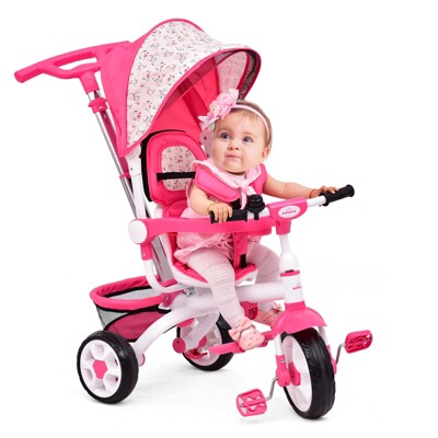 Safstar 4-In-1 Kids Baby Stroller Tricycle Detachable Toy Bike w/ Canopy Basket
