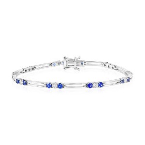 Diamonds D'Argento Sterling Silver, Sapphire & Diamond Bracelet - (30 Stones) - Blue - 7 Inch - 1 of 2