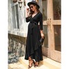 YesFashion Women's Maternity Dress Casual V Neck 3/4 Sleeve Wrap Dress Ruffle Hi-Low Maxi Nursing Breastfeeding Dress with Belted - 2 of 4