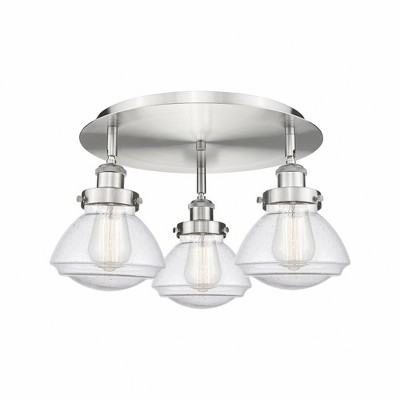 Olean - 3 Light Flush Mount In Art Deco Style-8 Inches Tall and 18.25 Inches Wide