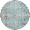 Teal Blue And Ivory Geometric Washable Indoor Outdoor Area Rug - 4 of 4